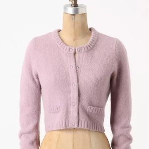 Anthropologie Linea Cropped Pastel Lavender Cardigan